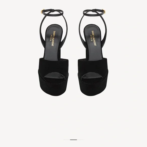 Saint Laurent Jodie Platform Heels in black velvet - Picture 2 of 4